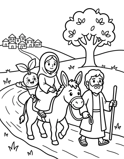 Day 4 Advent coloring page — Journey to Bethlehem