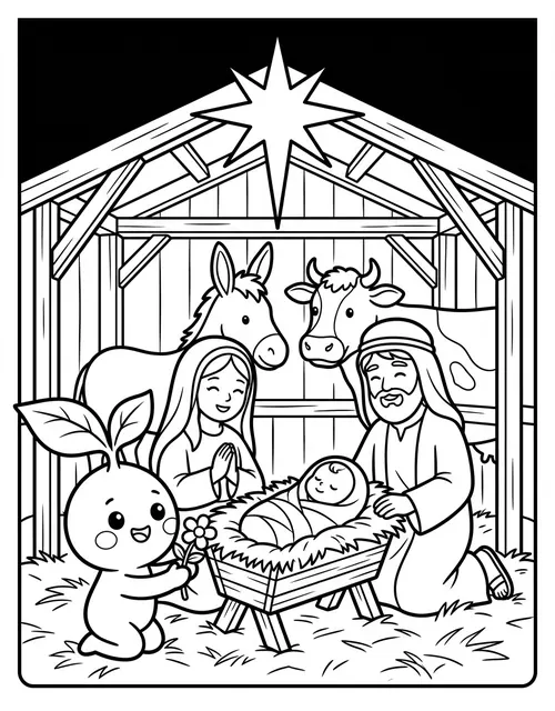 Day 6 Advent coloring page — Jesus is born in the manger